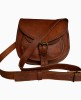 Genuine Leather Womens Sling Cross body Purse Saddle Brown Bag